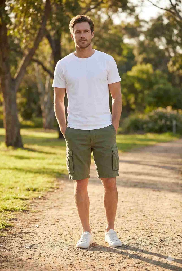 [CRG-SH-BEI-32] Cargoshorts aus Baumwolle (32, Beige)